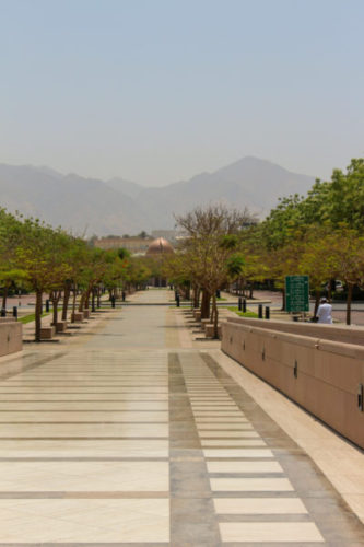 Shiny path leading to the grand mosque in Muscat