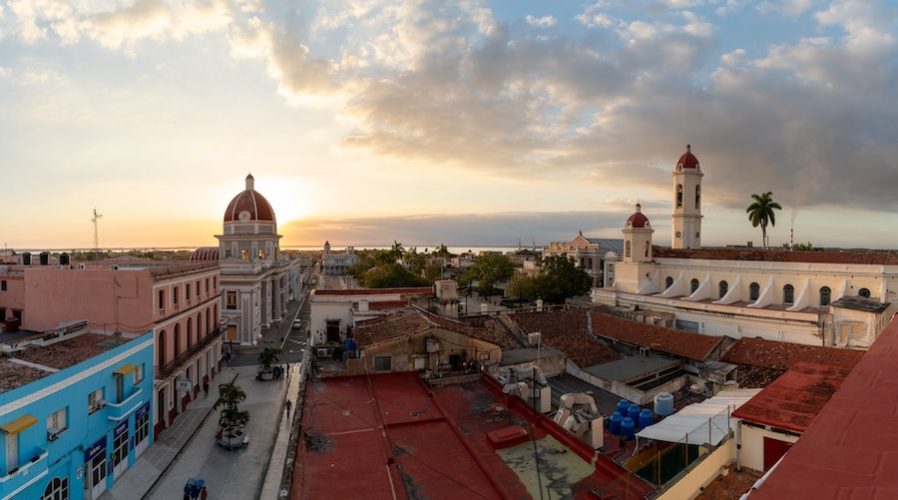 Sunset over the rooftops of Cienfuegos