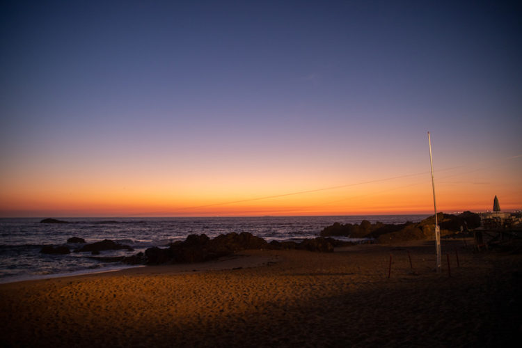 Sunset afterglow from a beach near Sintra, Portugal