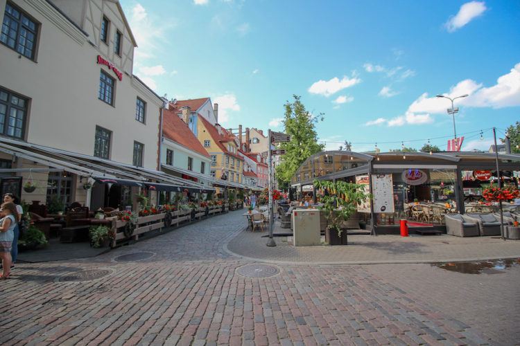 Outdoor market square in Riga
