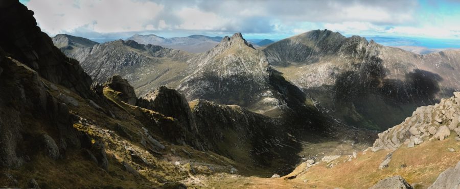 Dramatic scenery and peaks of Goatfell on the Isle of Arran