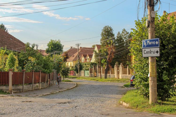 Residential street in the new town area of Sighisoara