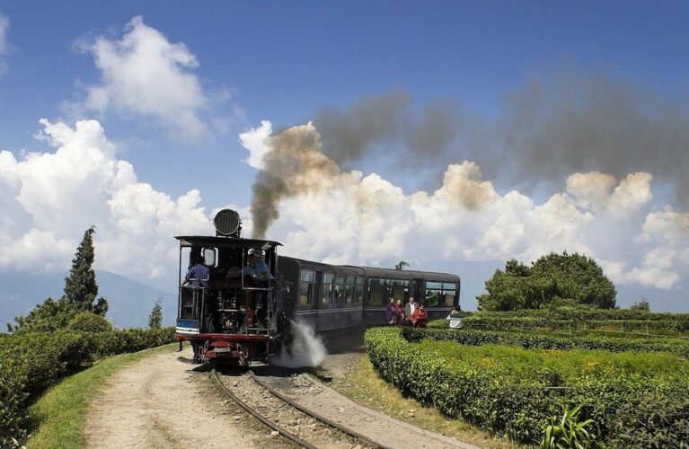Old-steam-train-on-the-narrow-gauge-Darjeeling-Himalayan-Railway