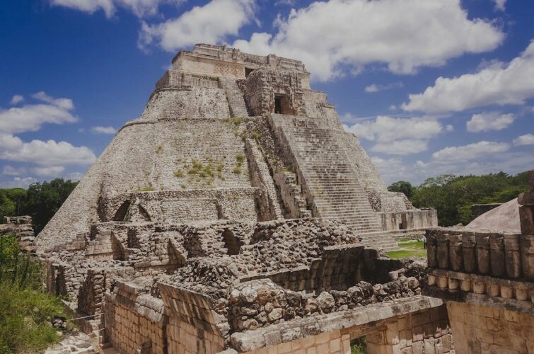 Large pyramid at Uxmal mayan ruins in Yucatan