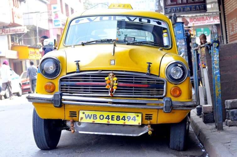 Yellow Ambassador taxi in Kolkata