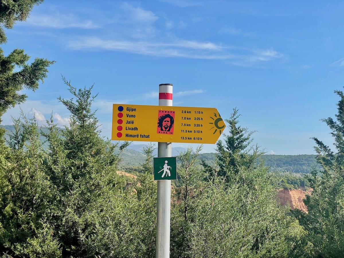 sign-on-hiking-trail-from-himare-to-gjipe-beach-and-canyon