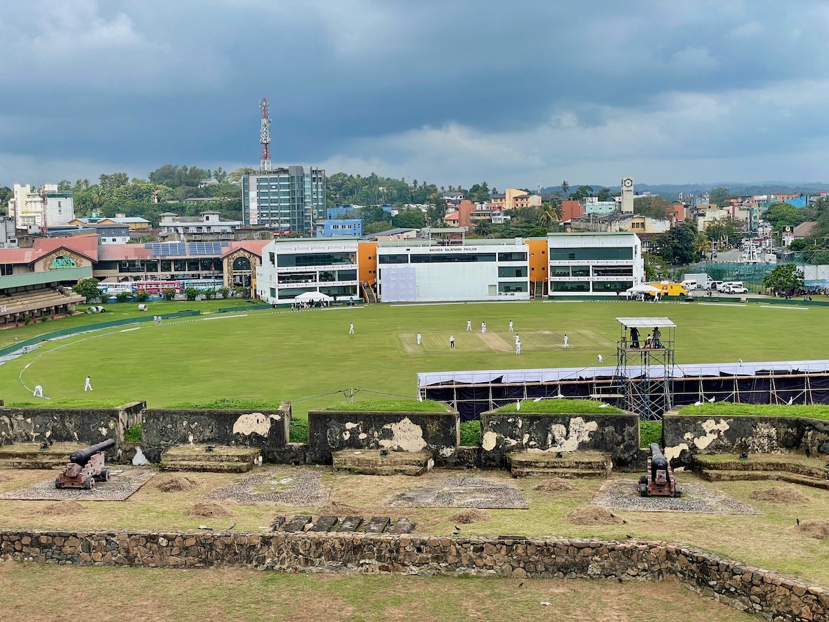 galle cricket stadium in galle with a cricket match in full swing