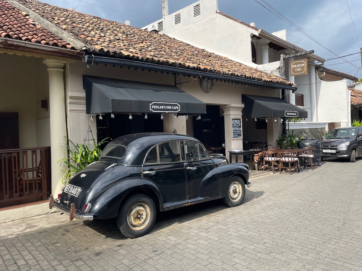 black vintage car parked inside galle fort