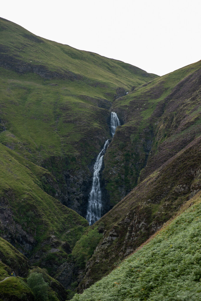 Grey Mares Tail waterfall near Moffat in Central southern Scotland