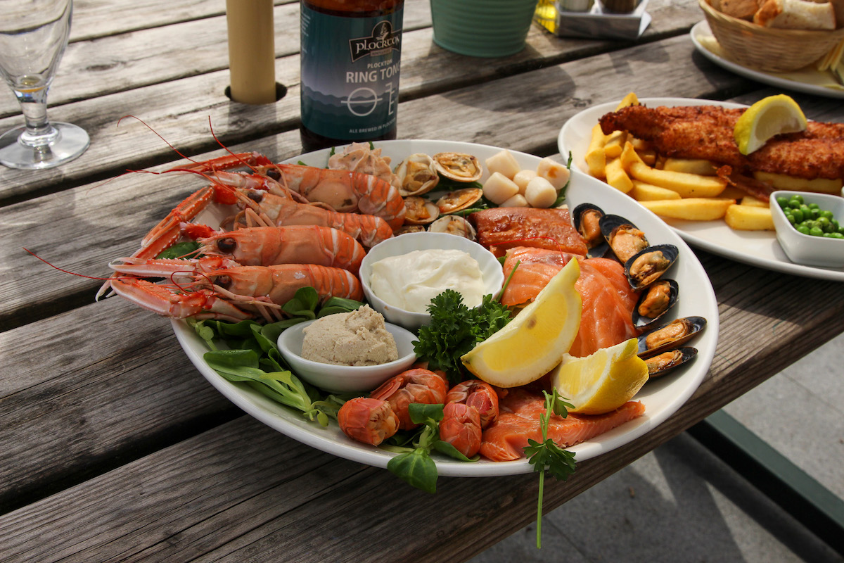Fresh seafood platter at the Plockton Inn in Plockton, Scotland