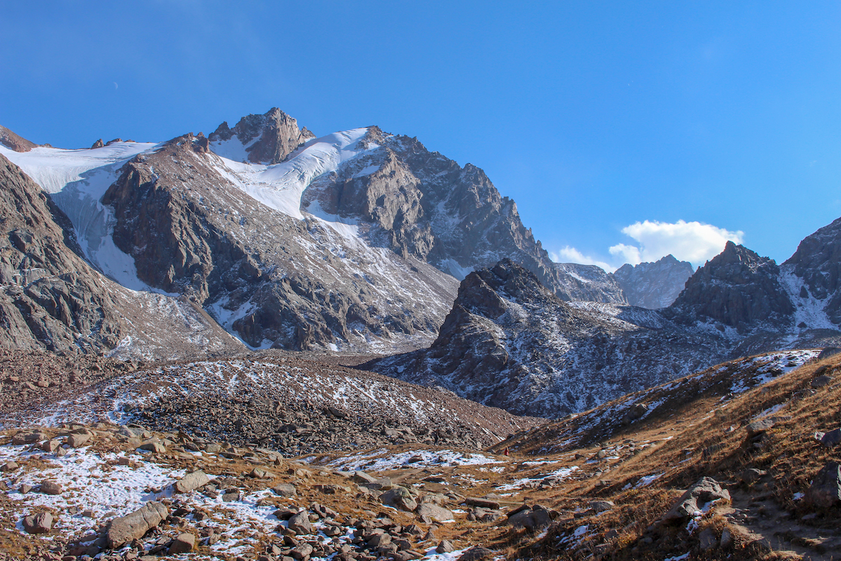 glacier and mountains of shymbulak in kazakhstan
