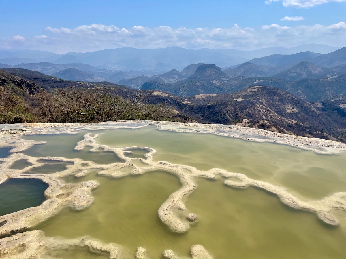 natural mineral pools at the top of hierve el agua in mexico