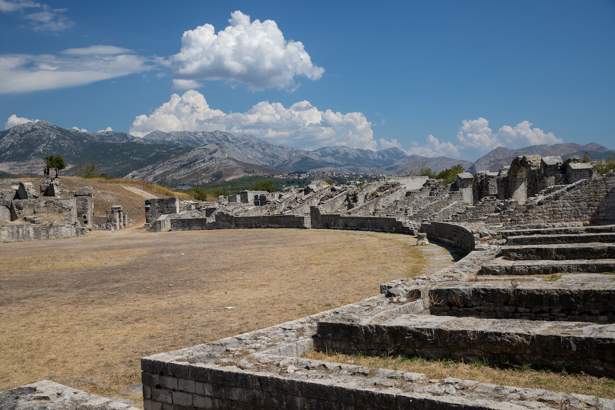 roman amphitheatre at solana in croatia