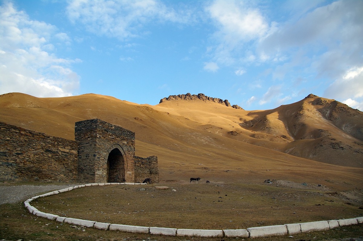 ruins of tash rabat caravanserai in kyrgyzstan