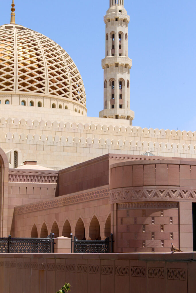 close up of the architecture of the grand mosque in muscat