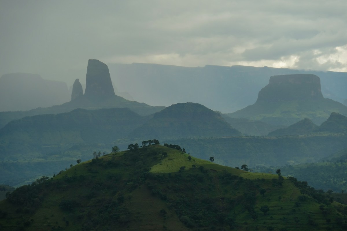 unnusual rock formations and mountains in the simien mountains ethiopia