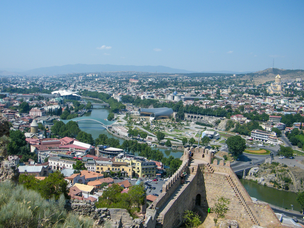 view over central tbilisi from narikala fortress