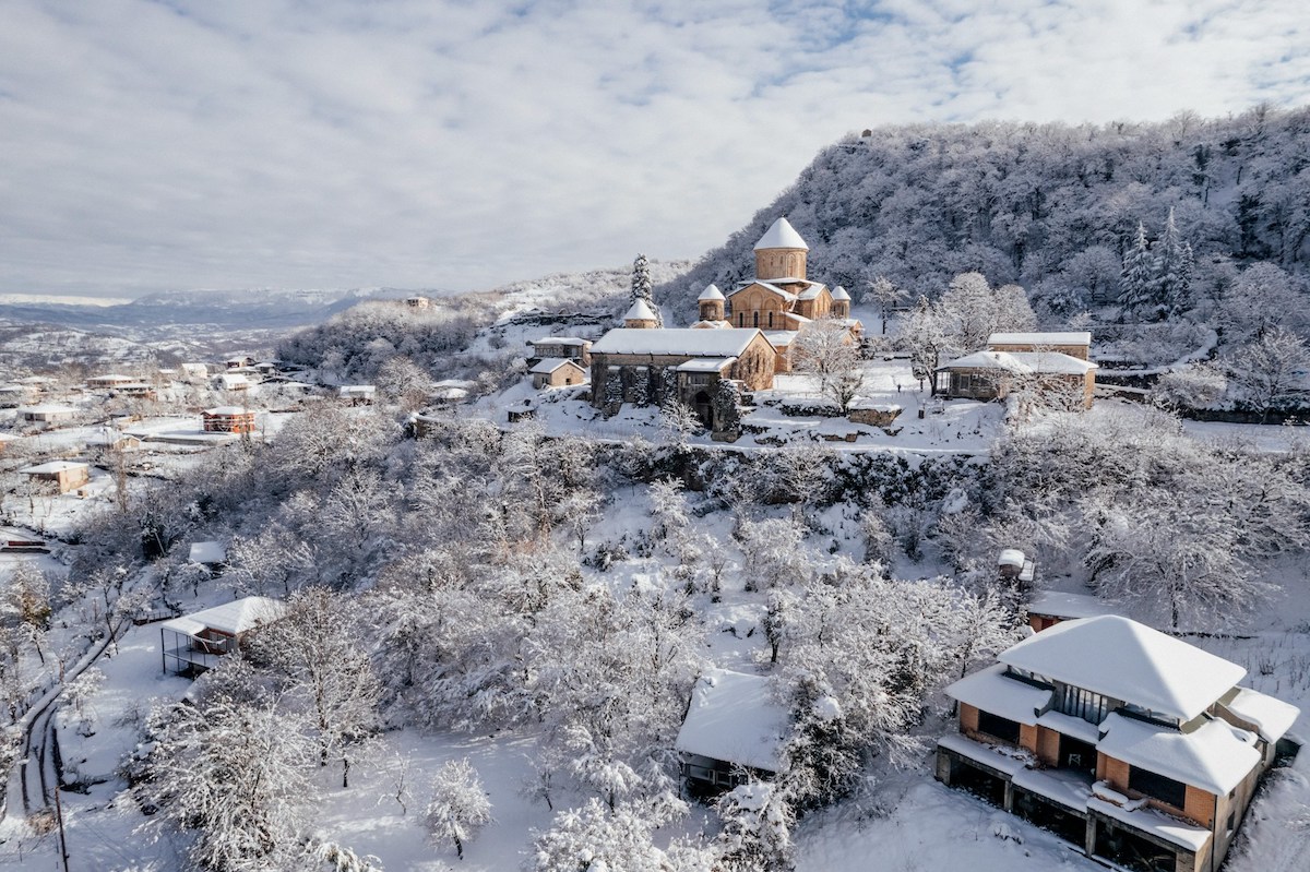 georgian monastery in the snow