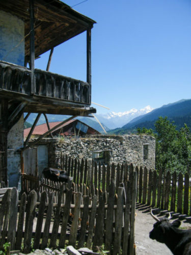 Beautiful medieval villages with old wooden buildings frozen in time in Svaneti, Georgia